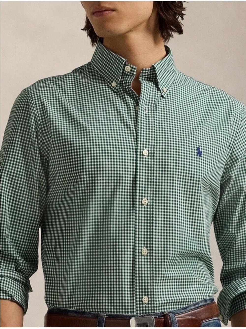 Polo Ralph Lauren 100% Cotton Stretch Button Down Green size 2XB
